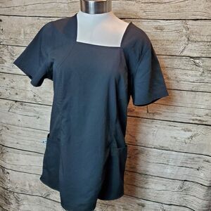 Dansko Womens Scrub Top Small Black Short Sleeve Solid Workwear Pockets